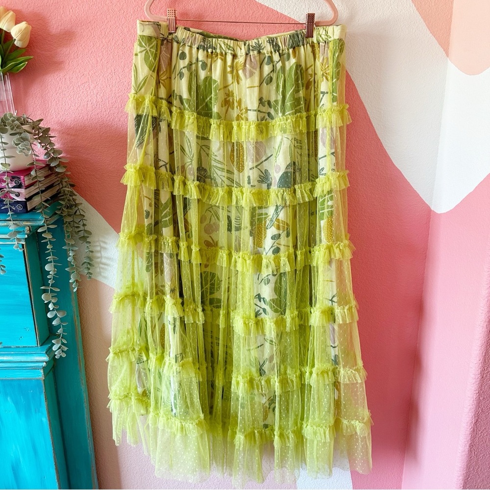 Anthropologie Yellow Floral Tiered Maxi Skirt - Picture 4 of 8